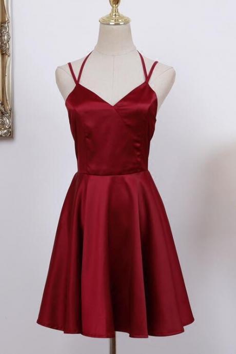 Lovely Straps Short Homecoming Dress, Cute Formal Dress, Satin Party Dress