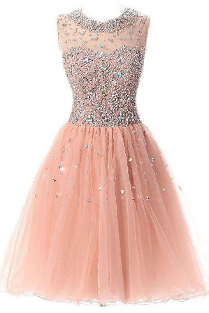 Pearl Pink Beaded Tulle Homecoming Dresses, Cute Short Party Dresses, Sweet Dresses, Teen Formal Dresses