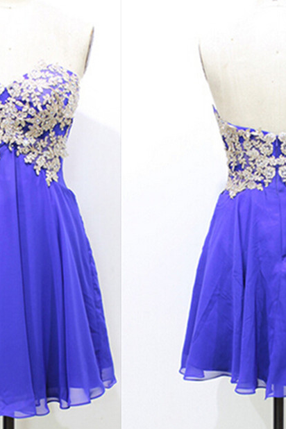 Cute Royal Blue Chiffon Homecoming Dresses,short Graduation Dresses,homecoming Dress