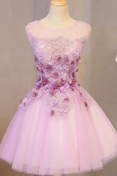 Lovely Homecoming Dress, A-line Cute Lace Short Prom Dresses