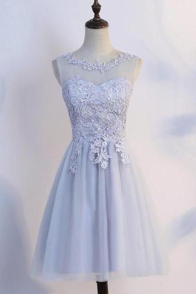 Simple Tulle And Lace Short Prom Dresses, Homecoming Dresses, Cute Party Dresses