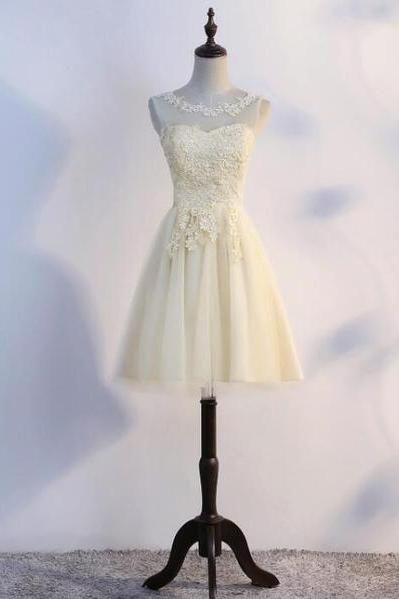 Simple Tulle And Lace Short Prom Dresses, Homecoming Dresses, Cute Party Dresses