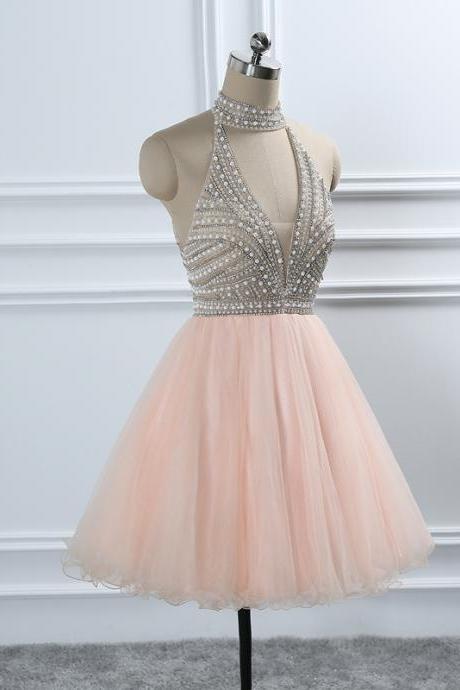 Crystal Beading Homecoming Dresses, European Sweet Formal Prom Party Graduation Dress, Gowns For Weddings