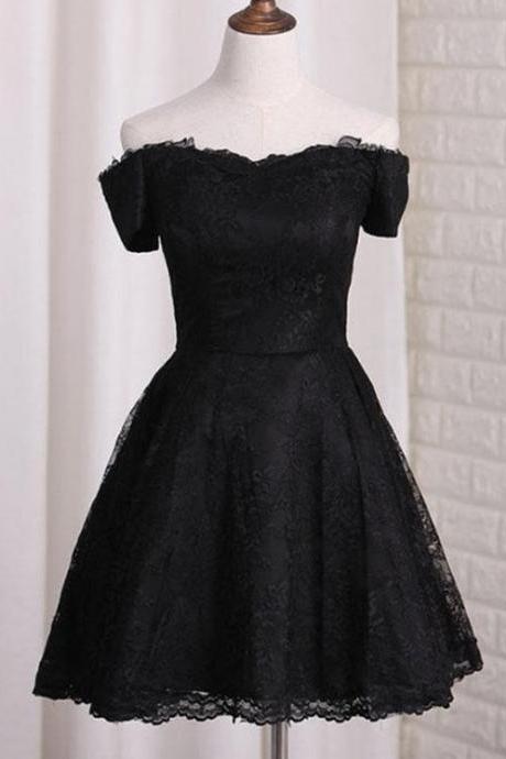 Knee Length Black Short Party Dress