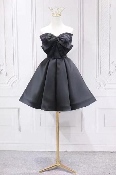 Black Fashion Homecoming Dress, Bow Tie Birthday Party Dress,homecoming Dress