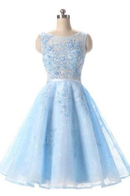 Charming Elegant Prom Dress,light Blue Tulle Prom Dress,short Homecoming Dress,prom Gown