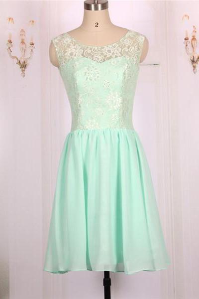 Chiffon Lace Sweetheart Ball Gown,mint Green Short Prom Dresses Gowns, Formal Evening Dresses Gowns, Homecoming Graduation Cocktail Party Dresses