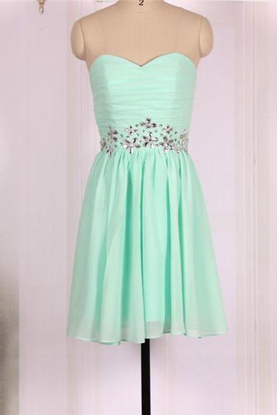 Sweetheart Mint Green Ball Gown,chiffon Tulle Short Prom Dresses Gowns, Formal Evening Dresses, Homecoming Graduation Cocktail Party Dresses