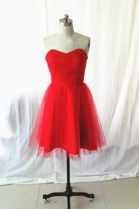 Red Tulle Short Homecoming Dress, A Line Women Party Gowns, Party Gowns For Teens