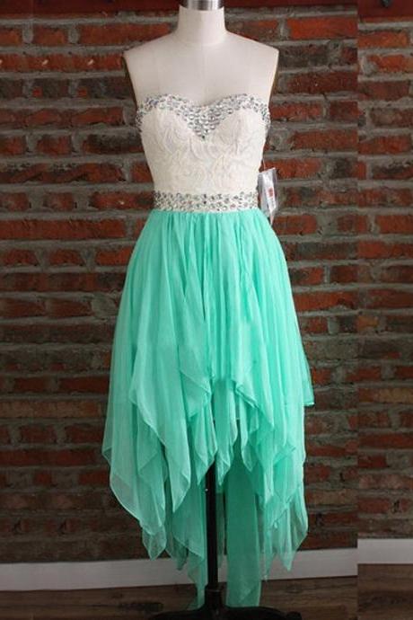 High Low White Prom Dresses,cute Chiffon Prom Dress, Short Graduation Dresses,sexy Cocktail Dresses,formal Gowns