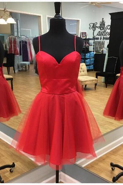 Red A Line Satin Prom Dresses, Sweetheart Short Mini Homecoming Dresses, Party Graduation Gowns