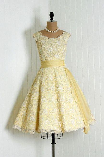 Vintage Ball Gown Homecoming Dresses, Scoop Lace Mini Short Cocktail Dress, Party Gowns, Prom Dress
