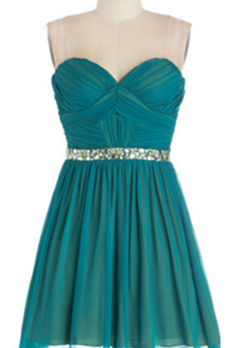 Strapless Sweetheart Ruched Beaded Short Homecoming Dress, Bridesmaid Dress, Party Dress