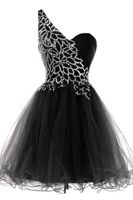 Black Charming Homecoming Dress,tulle Homecoming Dress,sequined Homecoming Dress