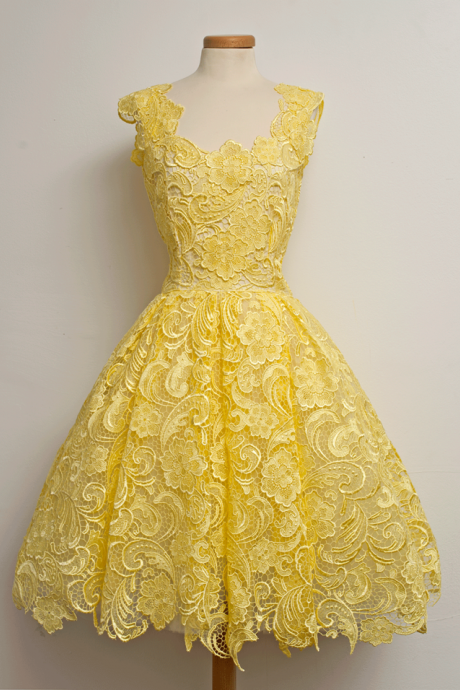 Vintage Homecoming Dresses, Yellow Prom Dress,homecoming Dress, Cute Homecoming Gown