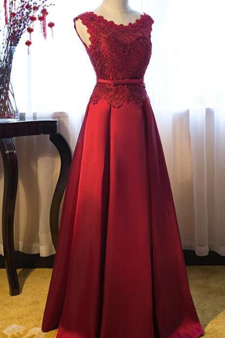 Red Satin Evening Dress, Off Shoulder Long Formal Gowns, Red Party Dress, Lace-up Back Party Dress