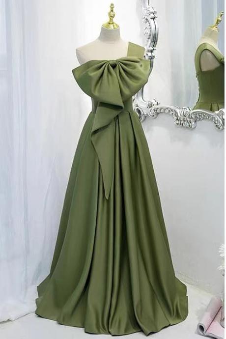 One Shoulder Evening Dress, Bowknot Prom Dress, Temperament Elegant Senior Sense Dress