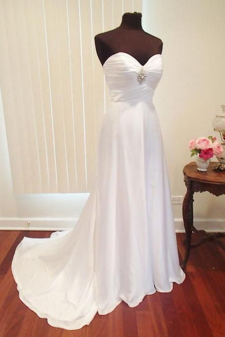 Simple Strapless Sweetheart Ruched Satin A-line Formal Prom Dress, Beautiful Long Prom Dress, Banquet Party Dress
