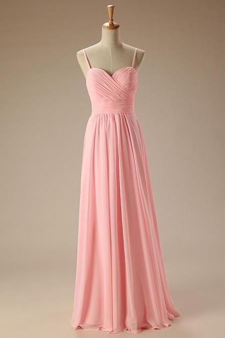 Elegant Straps Chiffon Floor Length Formal Prom Dress, Beautiful Long Prom Dress, Banquet Party Dress