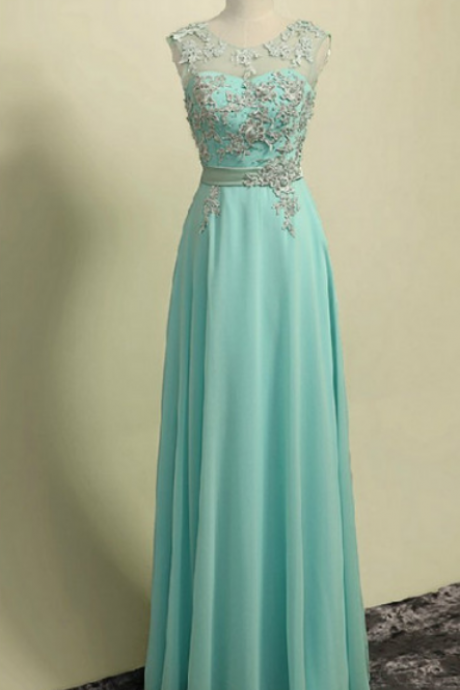 Elegant Lace Chiffon Open Back Formal Prom Dress, Beautiful Long Prom Dress, Banquet Party Dress