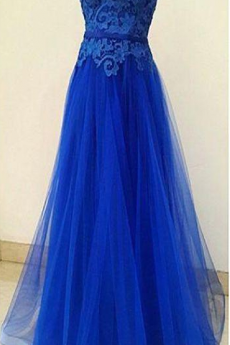 Elegant O-neck Tulle Formal Prom Dress, Beautiful Long Prom Dress, Banquet Party Dress