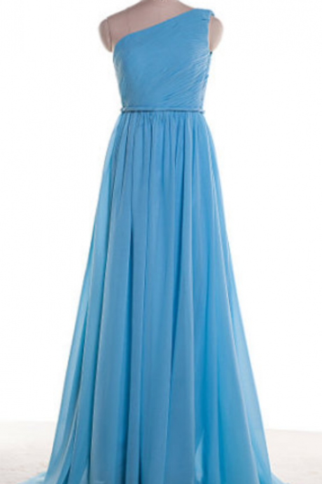 Elegant One Shoulder Chiffon Formal Prom Dress, Beautiful Long Prom Dress, Banquet Party Dress