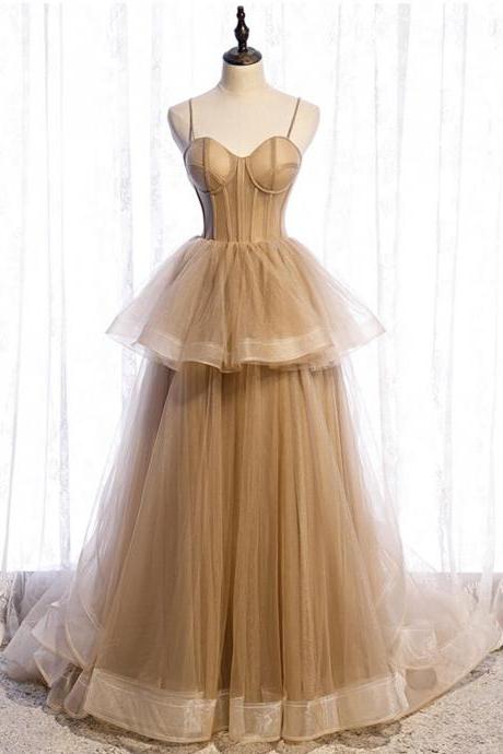 Elegant Tulle A Line Formal Prom Dress, Beautiful Long Prom Dress, Banquet Party Dress