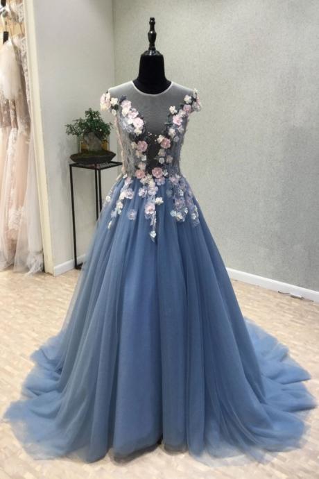 Elegant Sweetheart Appliques A-line Formal Prom Dress, Beautiful Long Prom Dress, Banquet Party Dress