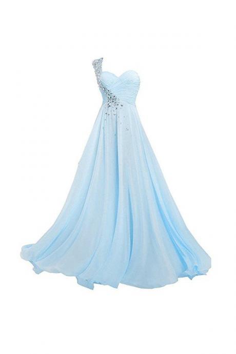 Elegant Beautiful A Line One Shoulder Formal Prom Dress, Beautiful Long Prom Dress, Banquet Party Dress