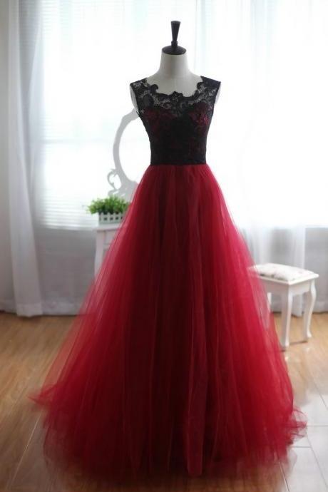 Elegant A Line Tulle And Lace Ormal Prom Dress, Beautiful Long Prom Dress, Banquet Party Dress
