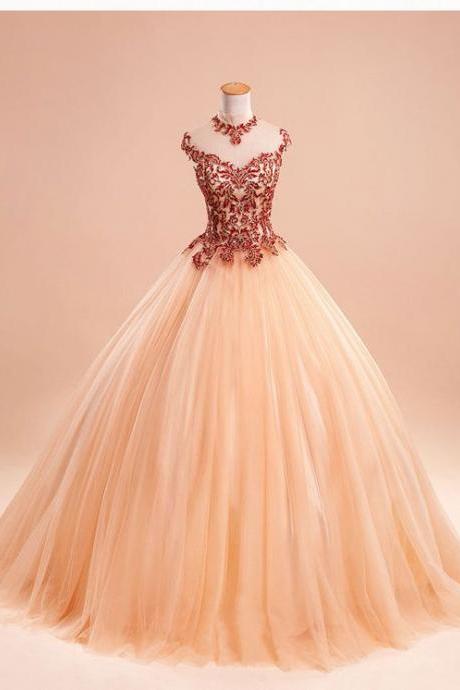 Elegant Appliques Tulle Formal Prom Dress, Beautiful Prom Dress, Banquet Party Dress