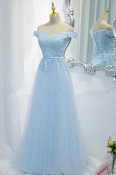 Elegant Simple A Line Off Shoulder Tulle Formal Prom Dress, Beautiful Prom Dress, Banquet Party Dress