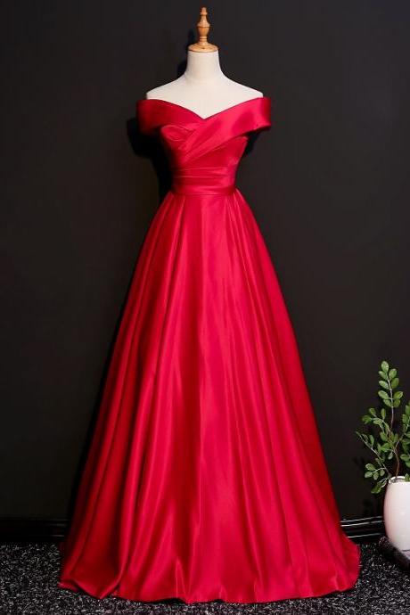 Elegant Satin Off Shoulder Formal Prom Dress, Beautiful Long Prom Dress, Banquet Party Dress