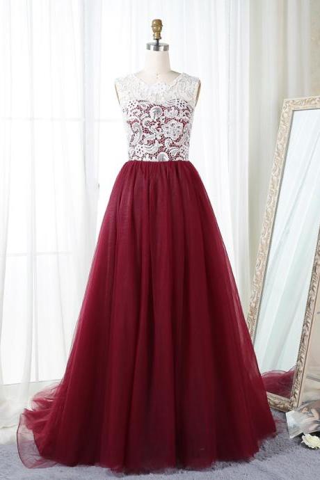 Elegant Charming A-line Sleeveless Tulle Formal Prom Dress, Beautiful Long Prom Dress, Banquet Party Dress