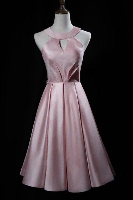 Elegant Lovely Satin Knee Lenght V-neckline Homecoming Dress, Beautiful Short Dress, Banquet Party Dress
