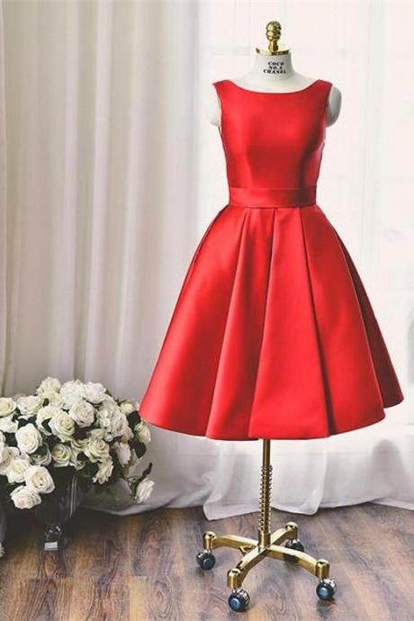 Elegant Sweetheart Sleeveless Satin Homecoming Dress, Beautiful Short Dress, Banquet Party Dress