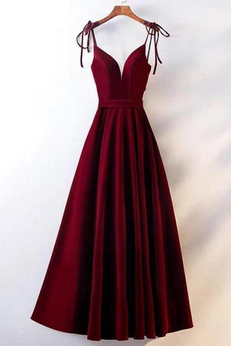 Elegant Sweetheart A Line V Neck Spaghetti Straps Satin Evening Dress ,formal Party Dress,prom Dress