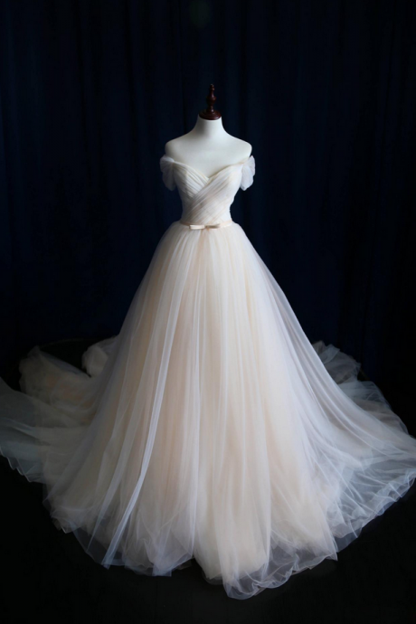 Elegant Sweetheart A Line Off Shoulder Tulle Evening Dress ,formal Party Dress,prom Dress