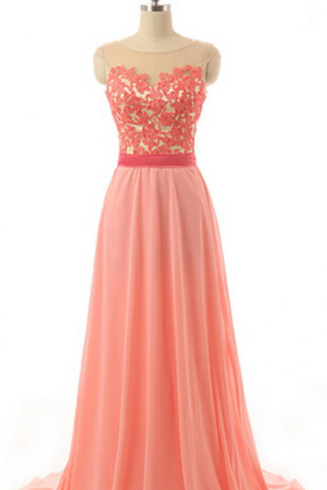 Elegant Cap Straps Lace Chiffon Formal Prom Dress, Beautiful Long Prom Dress, Banquet Party Dress