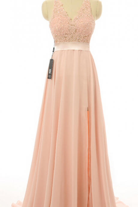 Elegant Halter Neckline Lace Chiffon Formal Prom Dress, Beautiful Long Prom Dress, Banquet Party Dress
