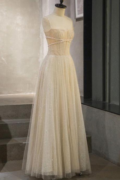 Elegant Beaded Tulle Formal Prom Dress, Beautiful Long Prom Dress, Banquet Party Dress