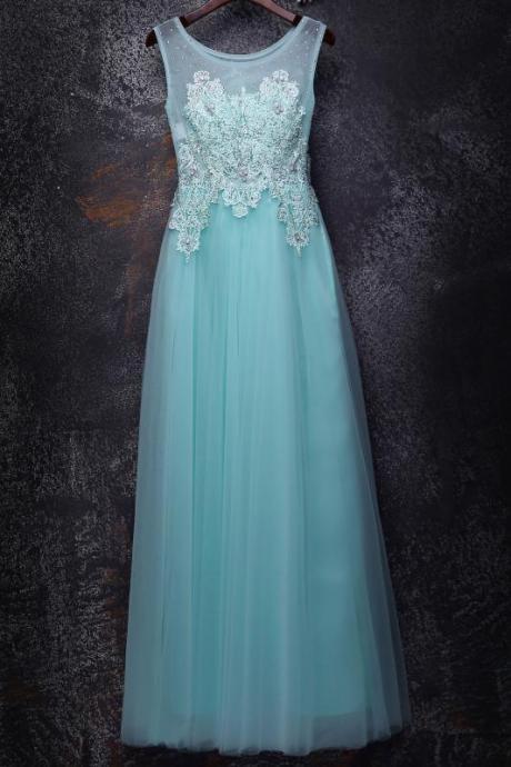 Elegant A-line Tulle With Lace Formal Prom Dress, Beautiful Long Prom Dress, Banquet Party Dress