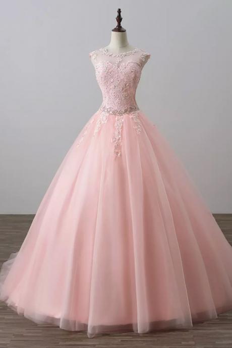 Elegant A-line Lace Tulle Formal Prom Dress, Beautiful Long Prom Dress, Banquet Party Dress