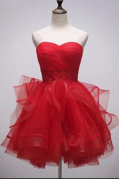 Elegant Sweetheart A-line Tulle One Shoulder Formal Homecoming Dress, Beautiful Prom Short Dress, Banquet Party Dress