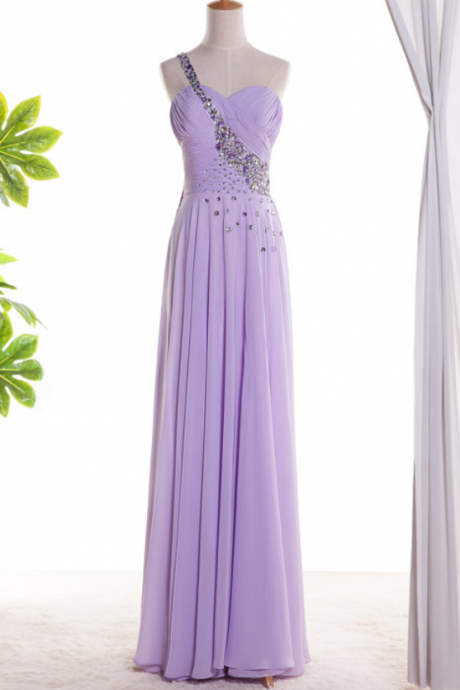Elegant Sweetheart A-line Chiffon One Shoulder Formal Prom Long Dress, Beautiful Prom Dress, Banquet Party Dress