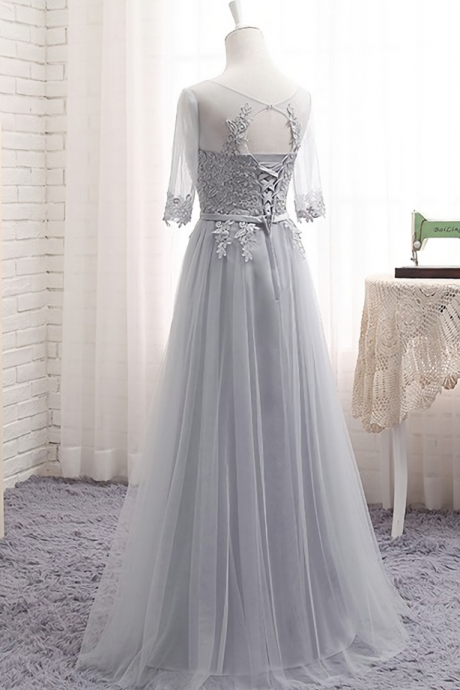 Prom Dresses, Charming Long Tulle Prom Dresses Lace Applique Women's Evening Gowns
