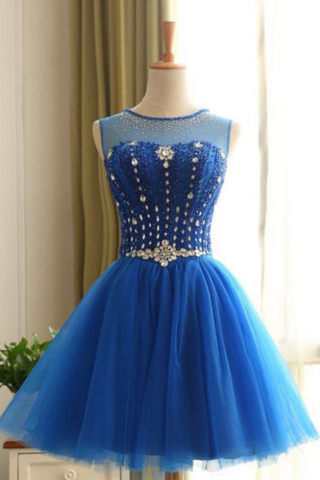 Homecoming Dresses,beaded Short Homecoming Dresses, Blue Mini Short Homecoming Dresses