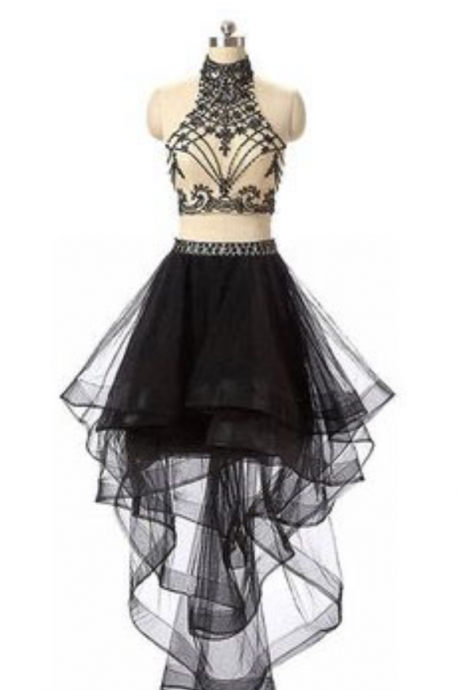 Homecoming Dresses,black Short Two Piece Strapless Cocktail Dresses Sexy Prom Dresses