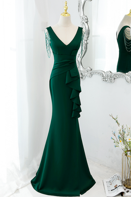 Prom Dresses,green Mermaid Long Green Long Party Dress Green Evening Gown