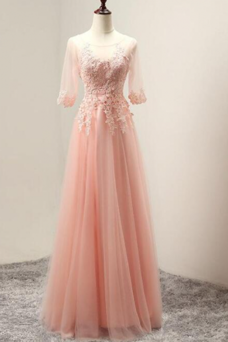 Prom Dresses,elegant Tulle Party Dress With Lace Applique